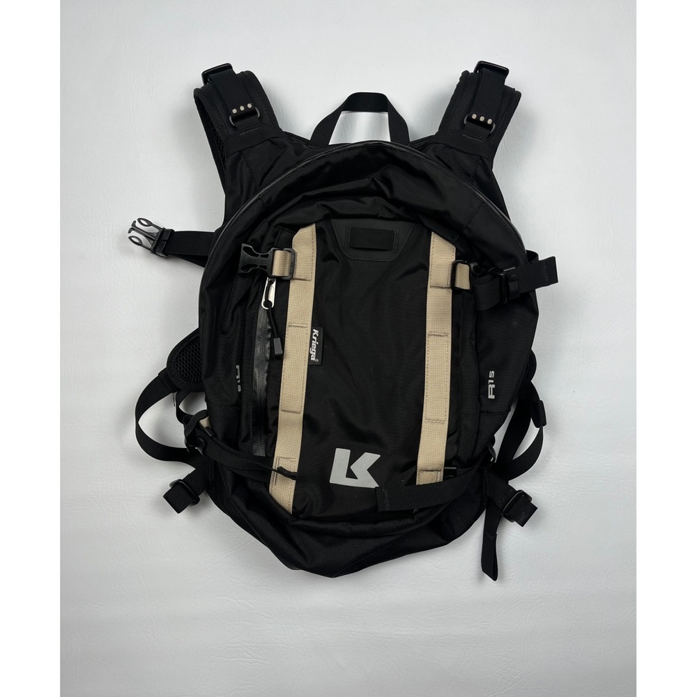 Kriega R15 Backpack Black Tan Motorcycle Riding Gear Rucksack